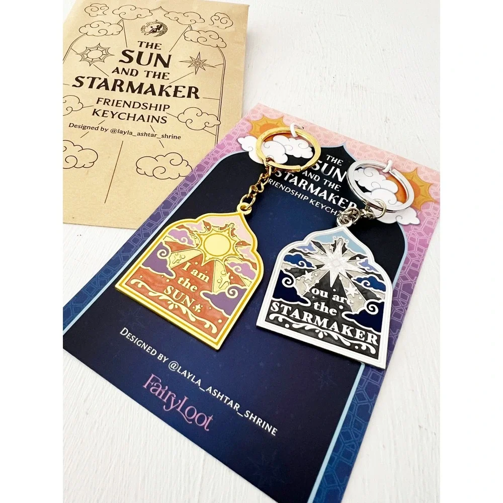 FairyLoot Keychain Set Gold Silver Sun and the Starmaker‎ Friendship Celestial